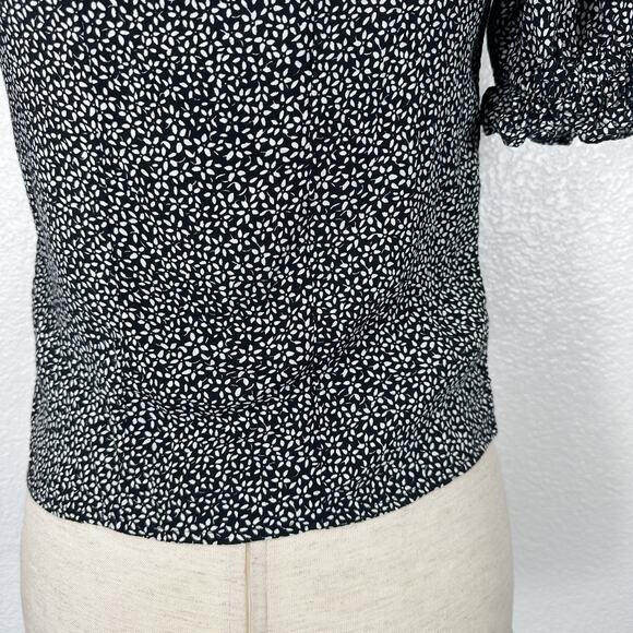 Other Stories Top Women Small EU 36 Coquette Black Ditzy Floral Milkmaid Cottage - Picture 11 of 16